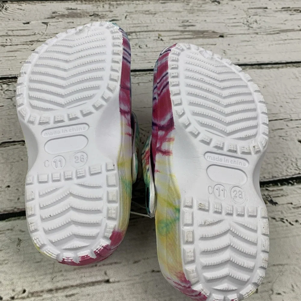 Just Speed Kids Clogs w/ Strap Tye Dye‎ Purple, Pink & Green [Girls Size 11]